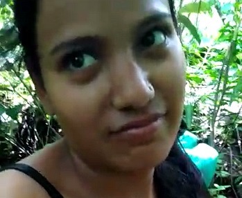 Cute girl with lover in Jungle