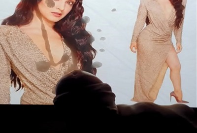 Indian pervert cums tribute on Bollywood actress’s pics