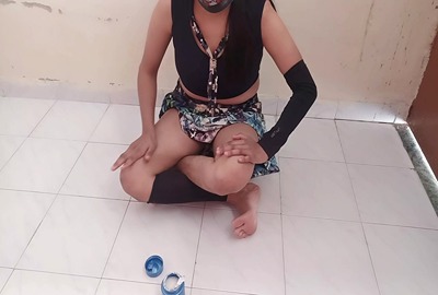 Husband applies oil in his wife’s Indian pussy and fuck