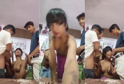 Shemale sucks three young boys’ dick in Indian gay porn