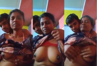 Pervert squeezes mature lady’s boobs in desi aunty sex MMS
