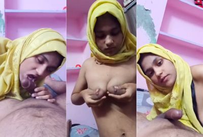 Hijabi girl records her nude MMS, sucking stepbrother’s dick