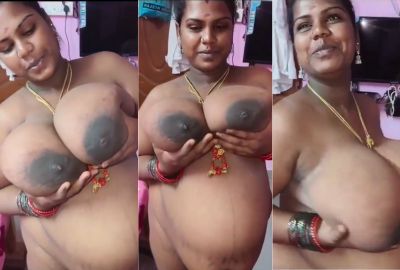 Nude Tamil milf proudly showing her huge milk tanks