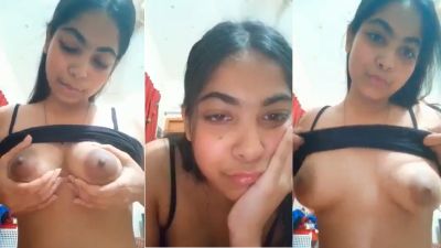 Sexy girl with tight boobs records her Indian nude MMS