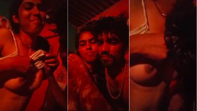 Husband undresses wife and records his boob kiss video