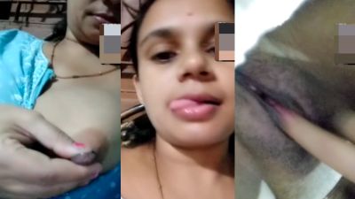 Cheating wife fingers her pussy during video call with lover