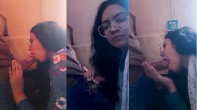 Sexy college girl gives a deepthroat to her classmate